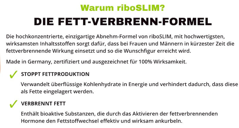 Riboslim - Herstellerangaben zur Wirkung